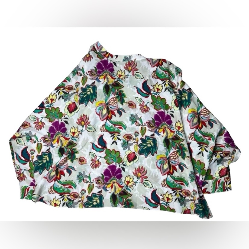 Natori floral print silk blend oversized blouse. Sz XL EUC - Picture 5 of 10